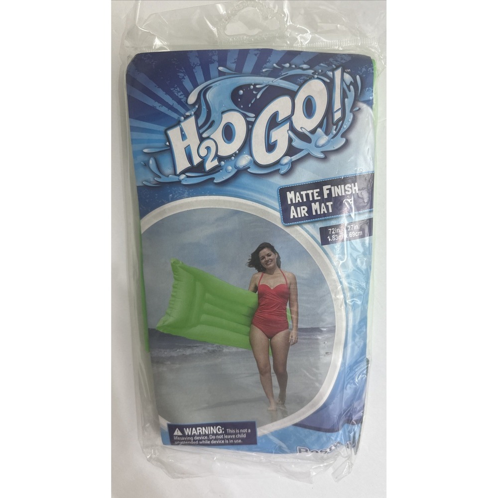 H2O‎ GO Inflatable Air Mattress Green Lounge Large Pool Float 6 feet x 27 inches
